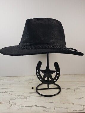 Hatquarters USA Genuine Leather Outback Style Hat in Black - size Large